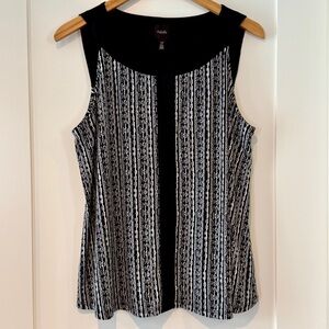 Rafaella Black and White Patterned Sleeveless Top Women’s Size L